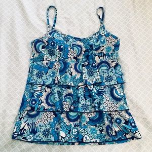 A Shore Fit Floral Tiered Tankini Top